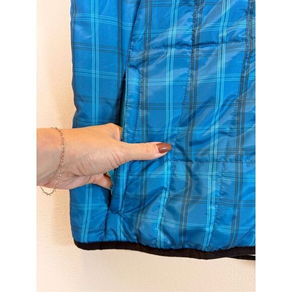 NWOT Vintage Marker Women's Quilted Blue Plaid Puffer Full Zip Mock Neck Vest S - Picture 2 of 11